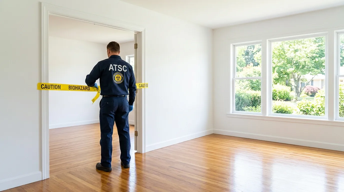 Certified biohazard cleanup crew performing Decomposition Cleanup in Colton
